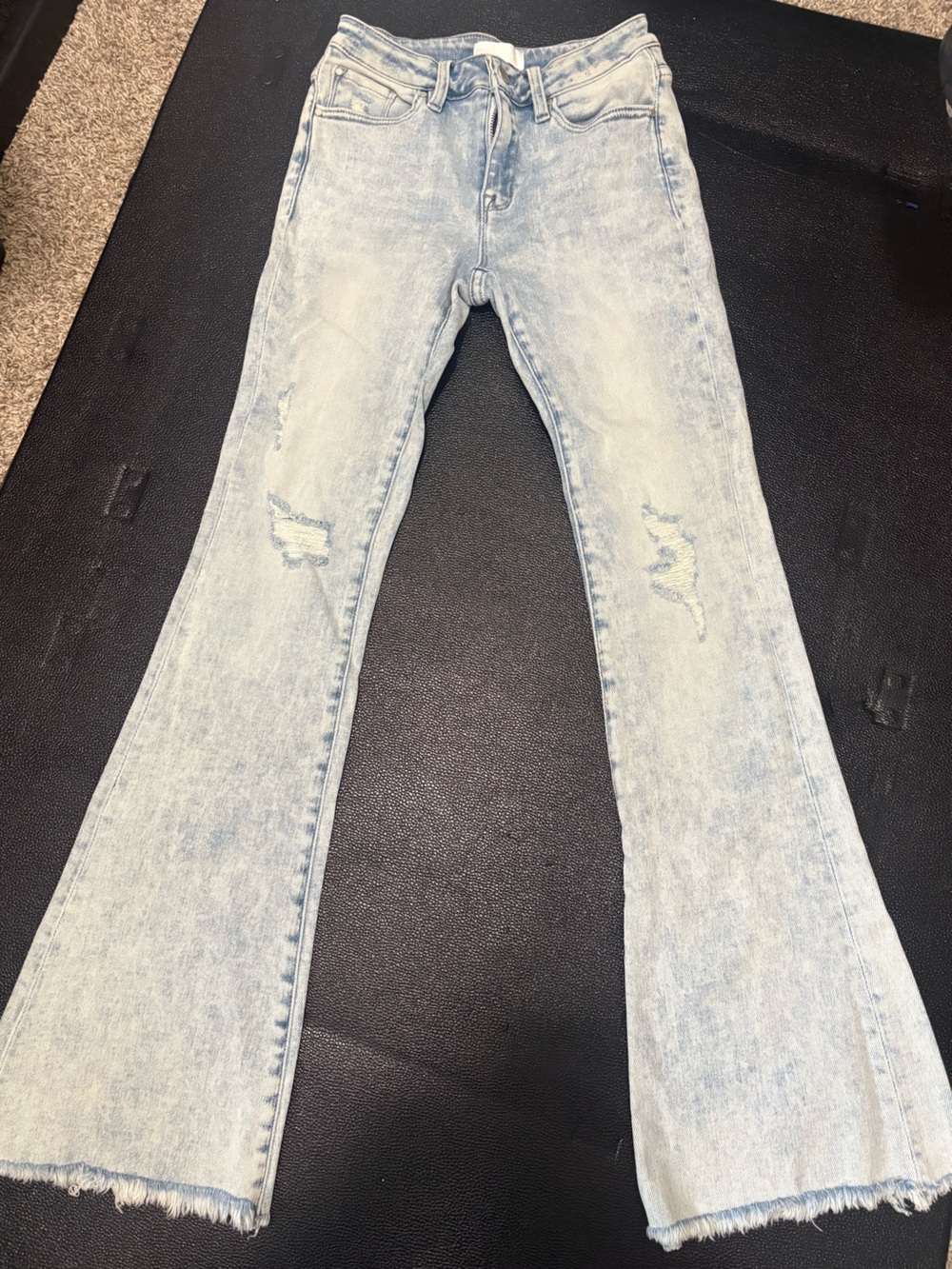 Petra 153 Light Blue Skinny Flare Women’s Jeans with Subtle Distress